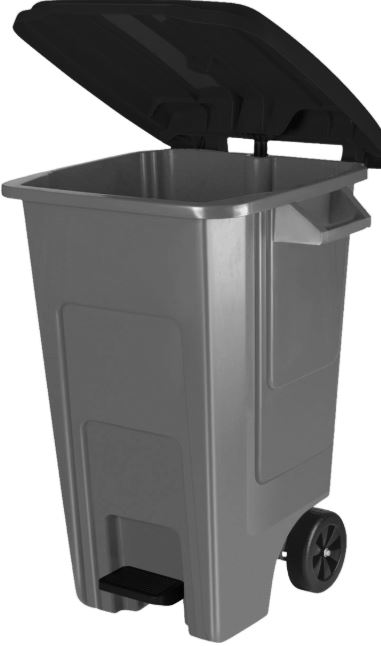 Бак для мусора Freestyle с крышкой, на колесах, с педалью, 100 л (PP), черный                           